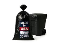 95-96 Gallon Heavy Duty Trash Bags - 30 Count Large Black Garbage Bags for Outdoor Bins, Contractor, Lawn, and Commercial Use - 2.5 Mil Thick Can Liners, 61" x 68"