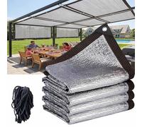 95% Aluminet Shade Cloth, Reflective Aluminum Mesh Tarp sun shade net with Grommets,Reflective Sunshade Fabric canopy, Shade Netting for Greenhouse, Car cover, Garden, Outdoor, Patio(1x7m)