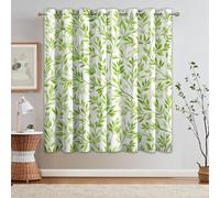 95% Blackout Botanical Curtains for Living Room Bedroom 72 Inch Drop, Green Leaf Printed Thermal Eyelet Windows Drapes for Home Decor, 66 x 72, 2 Panels - L255
