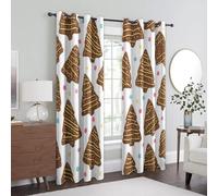 95% Blackout Christmas Curtains for Living Room Bedroom 90 Inch Drop, Merry Xmas Biscuits Winter Holiday Printed Thermal Eyelet Windows Drapes for Home Decor, 66 x 90, 2 Panels - W166