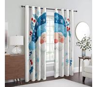 95% Blackout Christmas Curtains for Living Room Bedroom 90 Inch Drop, Merry Xmas Santa Claus Winter Holiday Printed Thermal Eyelet Windows Drapes for Home Decor, 90 x 90, 2 Panels - W231
