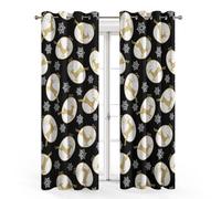 95% Blackout Christmas Deer Curtains for Living Room Bedroom 63 Inch Drop, Xmas Snowflake Gold Reindeer Printed Thermal Eyelet Windows Drapes for Home Decor, 52 x 63, 2 Panels - K824