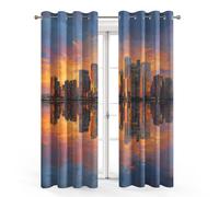 95% Blackout City Curtains for Living Room Bedroom 54 Inch Drop, Modern Printed Thermal Eyelet Windows Drapes for Home Decor, 46 x 54, 2 Panels - I786