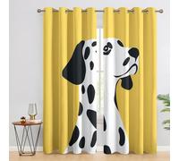 95% Blackout Dalmatian Dog Curtains for Living Room Bedroom 63 Inch Drop, Black White Puppy Fashion Animal Printed Thermal Eyelet Windows Drapes for Home Decor, 52 x 63, 2 Panels - C536