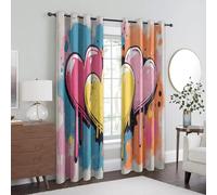 95% Blackout Graffiti Curtains for Living Room Bedroom 108 Inch Drop, Hip Hop Heart Street Art Printed Thermal Eyelet Windows Drapes for Home Decor, 90 x 108, 2 Panels - V379