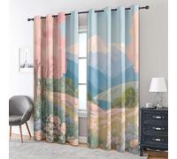95% Blackout Mountain Field Curtains for Living Room Bedroom 108 Inch Drop, Nature Landscape Printed Thermal Eyelet Windows Drapes for Home Decor, 90 x 108, 2 Panels - H674