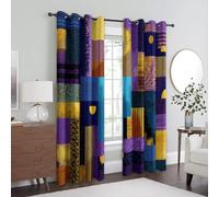95% Blackout Purple Curtains for Living Room Bedroom 90 Inch Drop, Abstract Modern Geometric Printed Thermal Eyelet Windows Drapes for Home Decor, 46 x 90, 2 Panels - T281