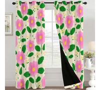 95% Blackout Retro Floral Curtains for Living Room Bedroom 63 Inch Drop, 70s Flower Printed Thermal Eyelet Windows Drapes for Home Decor, 52 x 63, 2 Panels - B351