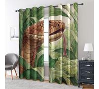 95% Blackout Snake Curtains for Living Room Bedroom 90 Inch Drop, Tropical Jungle Python Wildlife Animal Printed Thermal Eyelet Windows Drapes for Home Decor, 46 x 90, 2 Panels - Z550