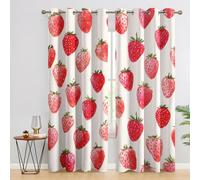 95% Blackout Strawberry Curtains for Living Room Bedroom 84 Inch Drop, Fruit Strawberry Printed Thermal Eyelet Windows Drapes for Home Decor, 52 x 84, 2 Panels - C491
