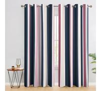 95% Blackout Striped Curtains for Living Room Bedroom 90 Inch Drop, Modern Colorful Stripe Printed Thermal Eyelet Windows Drapes for Home Decor, 90 x 90, 2 Panels - A382