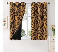 95% Blackout Tiger Print Curtains for Living Room Bedroom 84 Inch Drop, Wild Animal Printed Thermal Eyelet Windows Drapes for Home Decor, 52 x 84, 2 Panels - K123