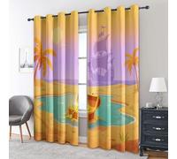 95% Blackout Treasure Chest Curtains for Living Room Bedroom 90 Inch Drop, Tropical Nautical Pirate Printed Thermal Eyelet Windows Drapes for Home Decor, 46 x 90, 2 Panels - H742