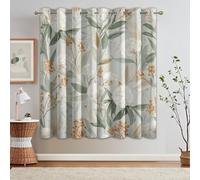 95% Blackout White Floral Curtains for Living Room Bedroom 54 Inch Drop, Farmhouse Country Cottage Flower Printed Thermal Eyelet Windows Drapes for Home Decor, 46 x 54, 2 Panels - Q339