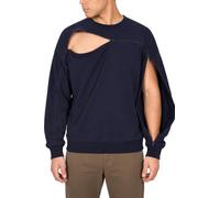 95% Cotton Crewneck with Full Arm & Chest Access | Dialysis, Chemo & IV Infusion Sweatshirt | Unisex Relaxed Fit, Navy, XXL