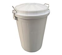 95 Litre White Industrial Food Grade Catering Waste Round Plastic Bin with Clip on Lid - Industrial Heavyweight Strength, High Temperature Range - Diameter 495mm x Height 730mm (10)