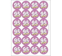 95 Ninety Five Fifth 95th Fabulous Birthday Circular Matt Paper Stickers A4 Sheet of 24 (Each Sticker is 45mm Diameter)