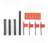 95° Turning Tool Holder Set 12mm, 4PCS Lathe Boring Bar Holder with CCMT09T304 Inserts, CNC Metal Turning Tool Kit for External & Internal Cutting