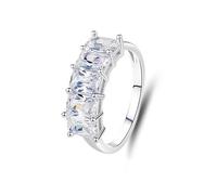 950 Platinum Ring for Women, Simple Wedding Band Elegant 4X6mm Moissanite PT950 White Gold Band Ring Size J 1/2