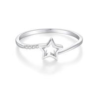 950 Platinum Ring, Wedding Bands Vintage Design with Star and Round Diamond PT950 White Gold Band Ring Size P 1/2