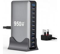 950W Fast Charging Station - 10 Port Charger Block, 7×USB-C Ports (140W/100W) & 3×USB-A Ports (30W QC), for Laptops, iPhone 15/16