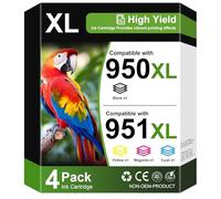 950XL 951XL Ink Cartridges Compatible with 950 951 XL for 8600 8620, 4 Pack | Compatible with HP OfficeJet Pro 8610 8100 8615 276dw 8630 251dw 8600 8640 8660 8625 271dw Printer, Black Cyan Magenta Yellow