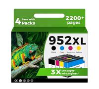 952XL Ink Cartridges Combo Pack for HP 8710 7740 Printer for HP 952 XL Black Color Compatible for HP952 OfficeJet Pro 8720 8725 8210 8715 8702 8740 7720 8730 8216 8700 Black Cyan Magenta Yellow 4 Pack