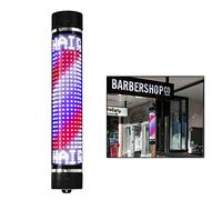 95cm/37" LED Barber Pole Retro Light Red White Blue Waterproof Rotating Illuminated Stripes Wall-Mounted Lamp Rome Style Hair Salon Barber Hairdressing Sign,A