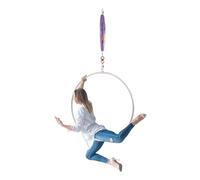 95cm Aerial Hoop Lyra Ring with Rigging Hardware, Stainless Steel Dance Ring with Swivel Connector & Round Sling, Professional Aerial Dance Circus Hoop for Yoga Acrobatics Gymnastics
