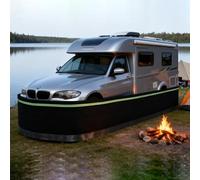 95cm Tall Portable Skirting for Rv Cers Black, Custom Lockable Travel Trailer Insulated Winter Skirt Kit with Nylon Buckles, Wind & Snow Proof(82ft/25m)