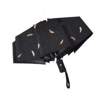 95cm Windproof Feather Pattern Umbrella, Automatic Open/Close for Sun and Rain Protection, Lightweight (Automatic-Black)
