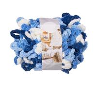 95G/Skein Soft Loop Yarn Polyester Chenille Puffy Yarn Colorful Chunky Finger Knitting Loopy Blanket Yarns for DIY Hand Woven Knitting Crafts Supplies- No Needles or Hooks - Blue