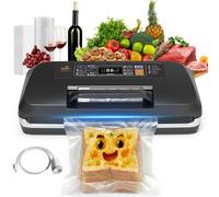 95KPa Powerful Vacuum Sealer Machine, 12-in-1 High-Speed Food Sealer, Dry&Moist Modes Smart Suction Vacuum Machine, Built-in Cutter, Easy-Lock Handle, Double Heat Seal, 1 Roll&10 Bags