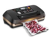 95KPA Vacuum Sealer Machine, Commercial Full Automatic Food Sealer with Cutter for Meat Sous Vide, Includes 10 Pre-Cut Bags, Bag Rolls, Accessory Hose & Starter Kit, Black Gold