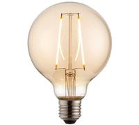 95mm GLOBE LED Filament Light Bulb AMBER GLASS E27 Screw 2W Warm White Lamp