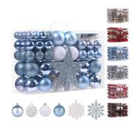 95Pcs Christmas Ball Ornaments Set,Neutral Christmas Tree Decoration Gift, Seasonal Decorative Hanging Ornament Set with Hand-held Gift Package for Xmas Tree (Blue)