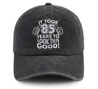 95th 85th 75th 65th 55th 45th 35th 25th Birthday Gifts for Men Women, Vintage 1929 1939 1949 1959 1969 1979 1989 1999 Hat, 85th Birthday Embroidered Black, One size