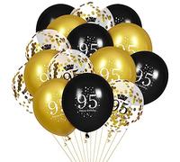 95th Birthday Balloons, 15 Pcs Black Gold Happy 95th Birthday Balloons Black Gold 95th Birthday Party Decorations Balloons for Men Women 95th Birthday Anniversary Decoration