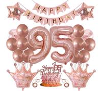 95th Birthday Balloons & Decorations - Rose Gold Cake Topper & Woman Themed Items