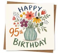 95th Birthday Card for Her, Floral Design | Eye-catching greeting card; Floral artwork for her on a 95th birthday with a warm, memorable feel