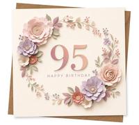 95th Birthday Card for Her, Pastel Floral Birthday Card, Elegant Age 95