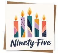 95th Birthday Card for Her, Vibrant Candles, Ninety-Five | Vibrant five-candle artwork with bold “Ninety-Five” lettering-made for a wonderful 95th birthday for her.