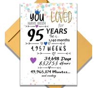 95th Birthday Card for Him or Her. Funny 13x9 In Large Greeting Card 95th vintage Birthday Gifts for Women & Men. Jumbo Vintage Table Decor Cards. Includes 95 Years Loved Card & Mailing Envelope
