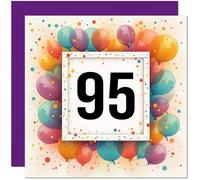 95th Birthday Card for Men Women - Any Age - Balloon Birthday Card for 95 Year old Woman Ladies Grandma Mum Aunt Nan Friend Sister Ninety Five, Ninety Fifth Nanny