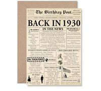 95th Birthday Card for Men Women - Newspaper Back in 1930 - Happy 95 Birthday Cards for Auntie Nanny Husband Uncle Nan Dad, A5 Bday Greeting Cards
