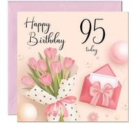 95th Birthday Card for Women - Ladies Pink floral Birthday Cards for year 95 old woman Ninety Five, Ninety Fifth Daughter Friend Niece Granddaughter Wife Girlfriend Girls Mum Aunt for her