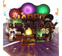 95th Birthday Card, Musical & Fireworks & Blow-Out Birthday Card for 95th Men, Women, Pop Up Birthday Cards for 95-year-old Men, Women, Mum, Dad, Husband, Wife, Grandma, Grandpa, Sister, Brother