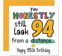 95th Birthday Cards for Men Women - From a Distance - Happy Birthday Card for 95 Year Old Man Woman Grandad Auntie Husband Grandma, 145mm Bday Greeting Cards