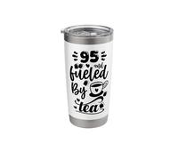 95th Birthday Classic 95 & Fueled by Tea Age Ninety Five Stainless Steel Insulated Tumbler