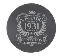95th Birthday Gift for Men Vintage 1931 Aged to Perfection Engraved Slate Coaster Present for 95 Year Old Etched Natural Slate Placemat (Round Slate)